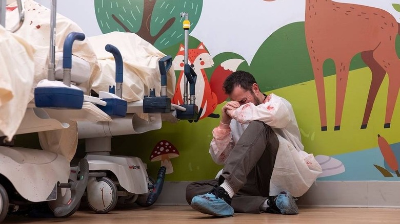 Robby sobbing in the pediatric wing on The Pitt