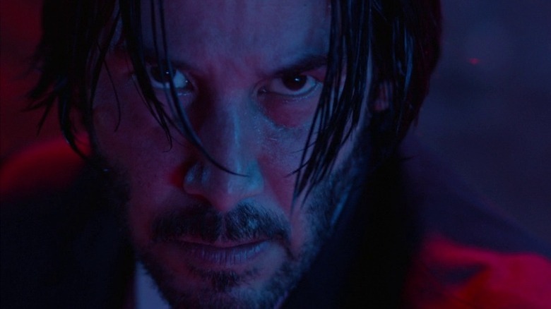 Close up John Wick's face