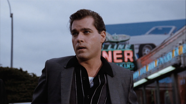 Ray Liotta in front of diner