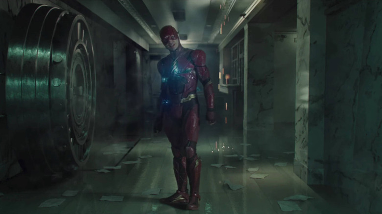 Ezra Miller confronting a bank robber