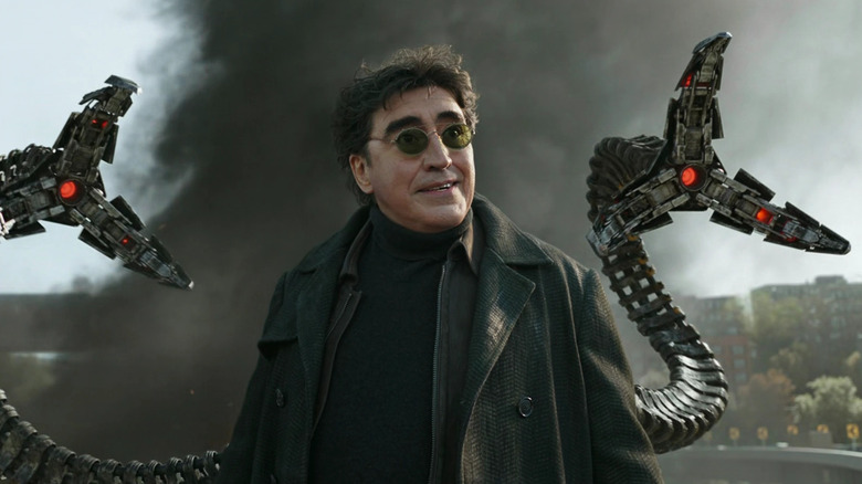 Doc Ock with smoke behind him in Spider-Man: No Way Home