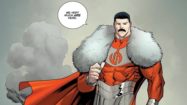 Thragg floating in the sky in Invincible #77