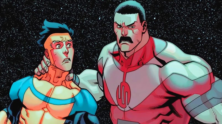 Thragg holding Invincible by the neck